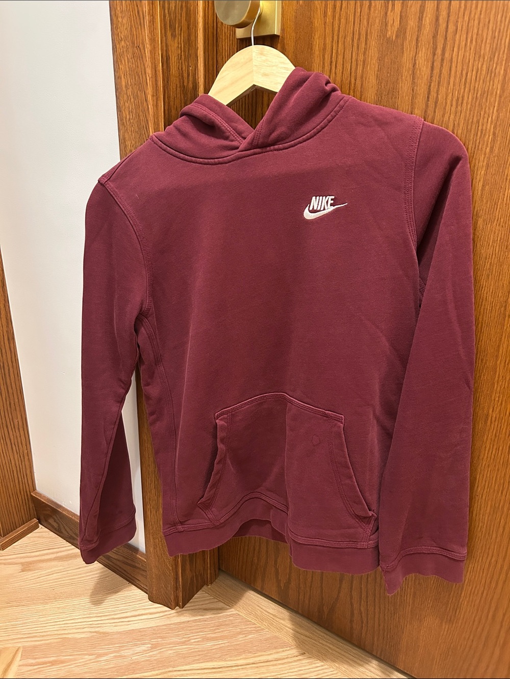 Nike Kid’s Maroon Pullover Hoodie with White Logo